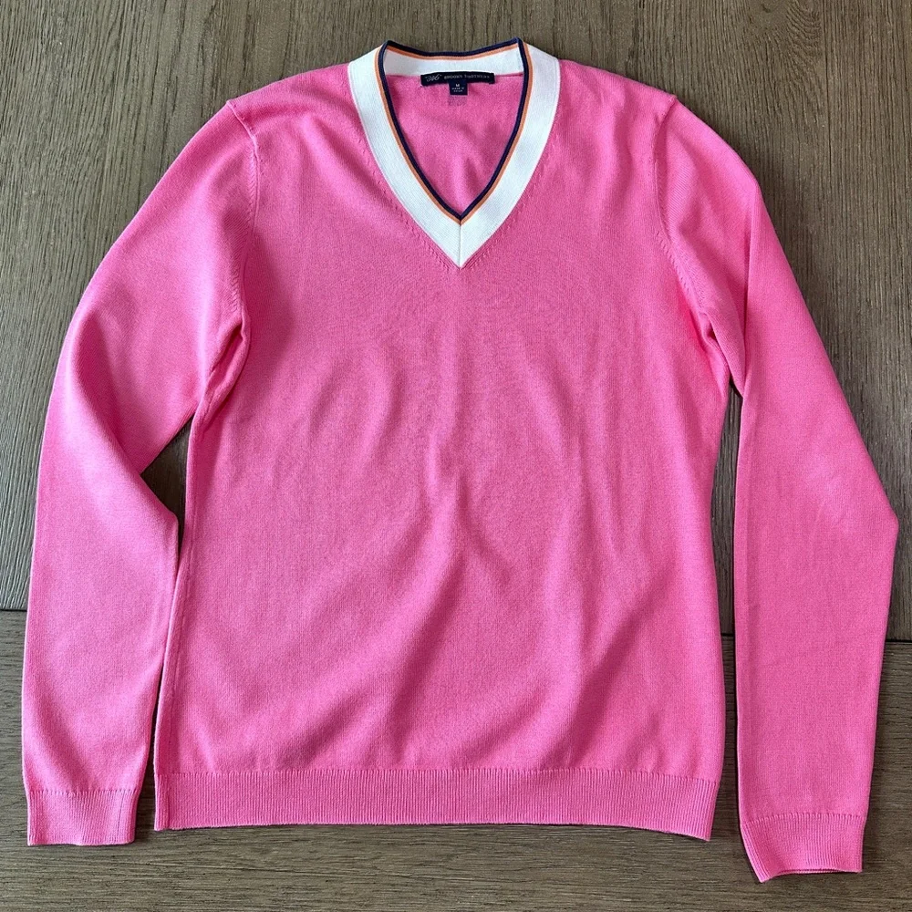 Brooks Brothers V-Neck Sweater Size Medium Pink - Picture 6 of 9